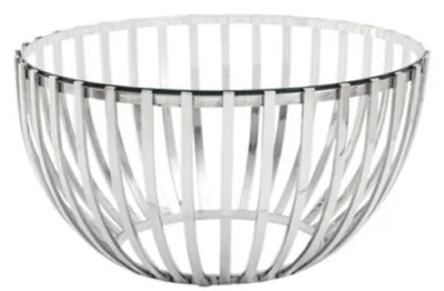 Immagine prodotto di Casa Padrino tavolino argento Ø 81 x H. 43 cm - Tavolino da salotto rotondo in acciaio inox con piano in vetro