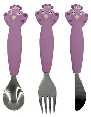Immagine prodotto di Posate in silicone per bambini Trixie - Mrs. Peacock - Set da 3 pezzi