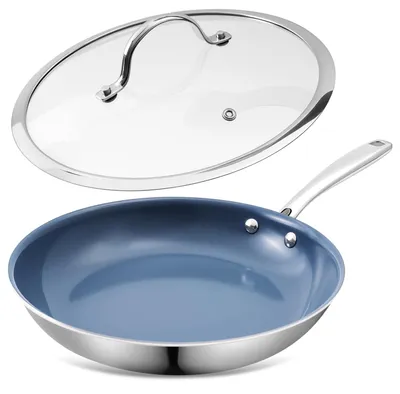 Image de Omgoods - Poêle de cuisson de 26 cm avec revêtement en céramique et couvercle