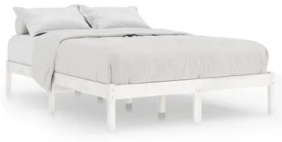 Image de vidaXL Lit en bois massif pin blanc 160x200 cm