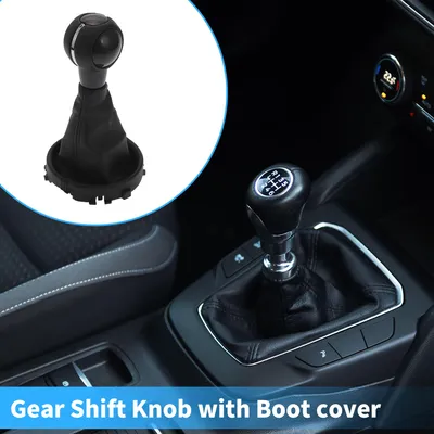 Image de Bouton De Changement De Vitesse Manuel à 5 Vitesses Avec Couvre-Botte Compatible Pour Mini Cooper F55 F56 Hatchback 2014-2021, Plastique Durable Simili Cuir Noir
