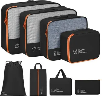 Produktbild von Famanu Kofferorganizerset 8-teilig - Schwarz
