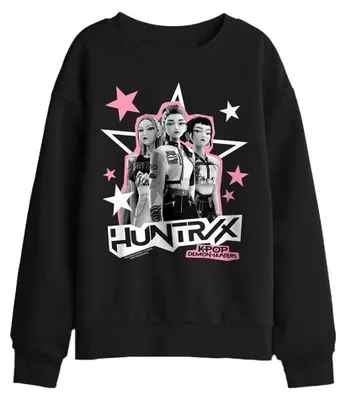 Obrázek produktu pro Mikina "Huntrix" s motivem lovců démonů z K-popu, dětská, s hvězdovým vzorem, model TV41702 (velikost 152-158), černá barva