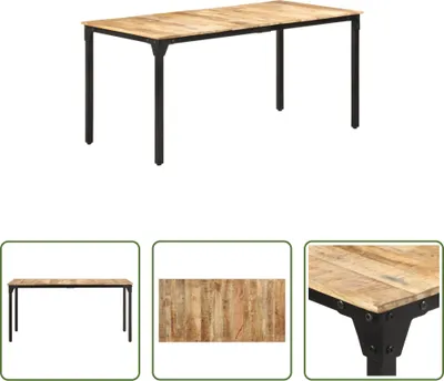 Image de The Living Store Table de salle à manger 160x80x76 cm Bois de manguier rugueux