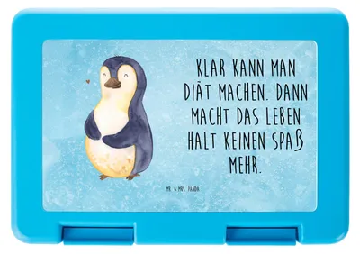 Produktbild von Mr. & Mrs. Panda Frischhaltedose Pinguin Diät - Eisblau - Geschenk, Bentobox, Bento Box, Bauch, Snackbox, Abnehmen, Vorratsbehälter, Brotbehälter