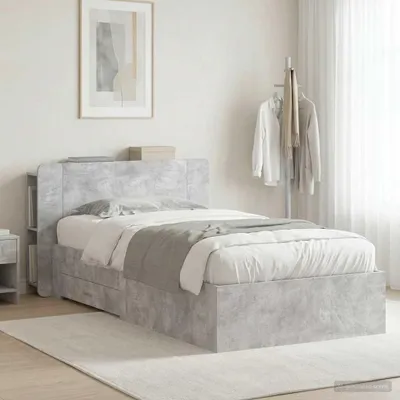 Obrázok produktu pre Maison Exclusive – Posteľ s úložným priestorom, farba: betónová šedá, rozmer: 80 x 200 cm, materiál: drevovláknitá doska