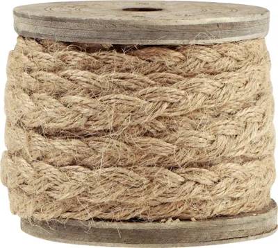 Produktbild von Juteband geflochten auf Holzspule für dekorative Vintage-Deko
