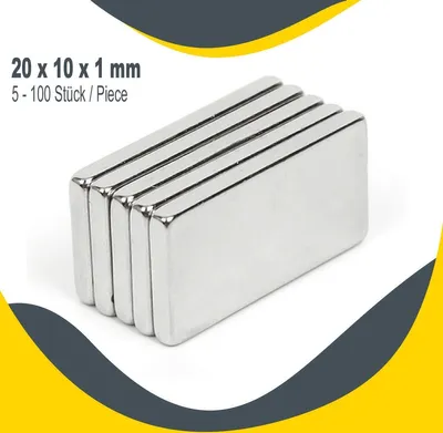 Zdjęcie produktu dla Ekstremalne magnesy neodymowe - możliwość wyboru rozmiaru i ilości - Silne super magnesy N52, rozmiar: 20x10x1mm, ilość: 20 sztuk