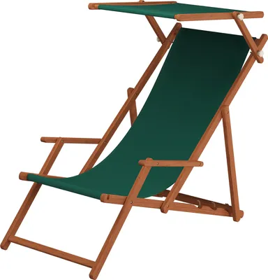 Produktbild von Sonnenliege grün Liegestuhl Kissen Sonnendach Gartenliege Deckchair Holz Gartenmöbel 10-304SKH