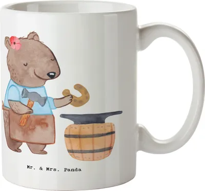 Produktbild von Mr. & Mrs. Panda Tasse Schmiedin Herz - Weiß - Geschenk, Teetasse, Kaffeetasse, Becher, Kaffeepott, Kaffeebecher