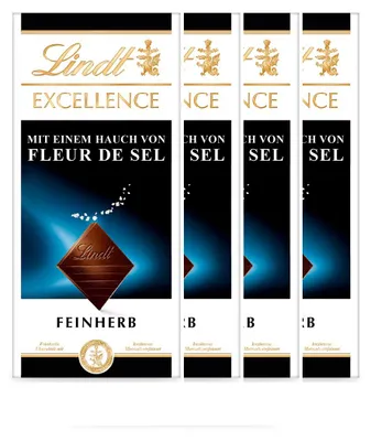 Produktbild von Lindt Excellence Meersalz feine und herbe Schokolade 100g 4er Pack