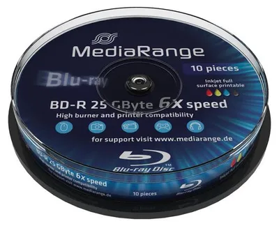 Image de MediaRange Bluray 25GB 10pcs BD-R Spindel Injekt Prin. 6x