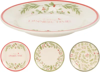 Produktbild von Home Styling Weihnachts-Dessertteller aus Steingut ø19cm