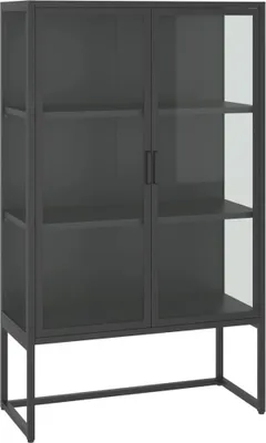 Produktbild von vidaXL Highboard Anthrazit 80x35x135 cm Stahl und Gehärtetes Glas