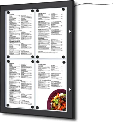 Produktbild von Showdown MenüKasten Outdoor LED - 4x DIN A4 - Aluminium / Stahl - Schwarz