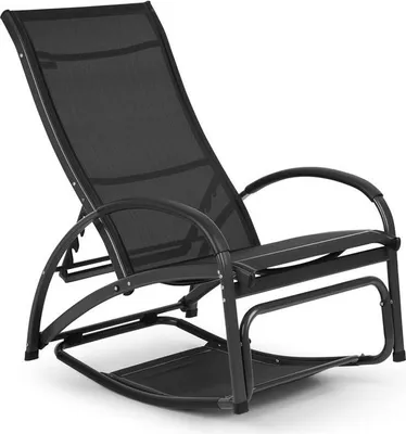 Produktbild von blumfeldt Beverlywood Sonnenliege Schaukelstuhl (Gestell aus Aluminium, 4-fach verstellbare Rückenlehne, DualComfort, Material: 70% PVC und 30% Polyester Comfort Mesh, Edelstahlschrauben) graphitgrau