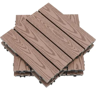 Imagen del producto de Ladrillos para terraza, compuestos de madera y plástico, de 30 cm x 30 cm, 22 unidades, superficie antideslizante, sistema de encaje