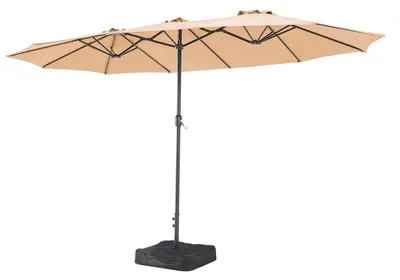 Immagine prodotto di Ombrellone doppio, dimensioni 455x267 cm, protezione UV, manovella, base in metallo, colore crema