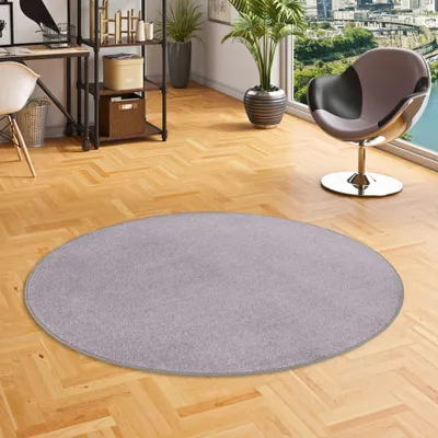 Produktbild von Velours Teppich Joy Grau Rund, Größe:240 cm Rund