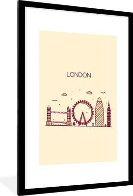 Produktbild von MuchoWow® MuchoWow® Gerahmtes Poster England - London - Skyline 60x90 cm - Poster mit zchwarzem Bilderrahmen - Dekoration - Wandposter Wohnzimmer - Hochwertig