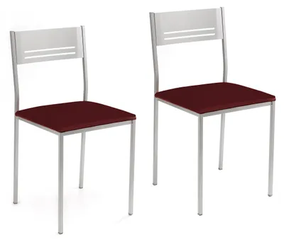 2 Küchenstühle, Metall, Bordeaux, Sitzhöhe 45 cm, Ladderback