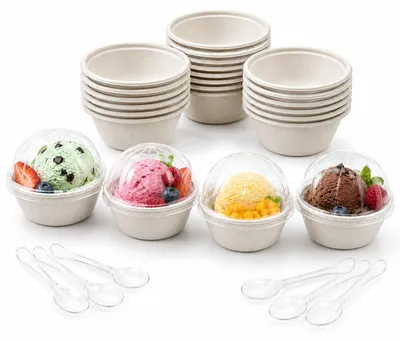 Einweg-Eisbecher aus Papier, 25 Stück, 100 ml, für Desserts & Obst