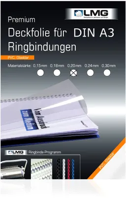 Produktbild von LMG Signaltechnologie Deckfolien für Bindemappen A3 0.2 mm transparent