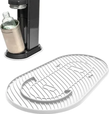 Produktbild von Mixcover Silikonmatte, Abtropfmatte, Untersetzer kompatibel mit SodaStream Duo, Tropfschutz Unterlage, Auffangschale, Abtropfschale, Anti-Rutsch aus Silikon - Farbe: Weiss
