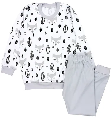 Produktbild von TupTam Kinder Jungen Pyjama Schlafanzug Set Langarm Nachtwäsche 2-teilig, Farbe: Füchse Grau, Größe: 116