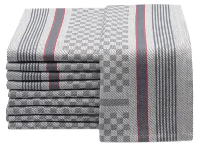 Produktbild von Geschirrtücher 10er Set, 45x90 cm, 100% Baumwolle, grau kariert