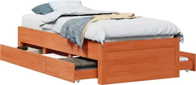 Productafbeelding van vidaXL Massief houten bed zonder matras met lades, bruin, 90x200 cm
