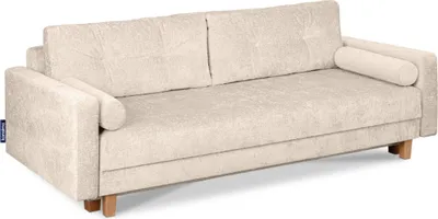 Produktbild von KONSIMO Schlafsofa 3-Personen zeitloses Design mit weiche Sitzfläche und hohe Rückenlehne "ERISO", ecru, Chenille-Stoff, Scandinavian, 220x80x100cm