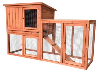 Produktbild von Holzkaninchenstall mit Abnehmbarer Schublade 141 x 49 x 86 cm