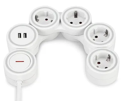 Obrázek produktu pro Zásuvková lišta REV Supraflex, čtyřcestná, s přepínačem, 2x USB, 16 A