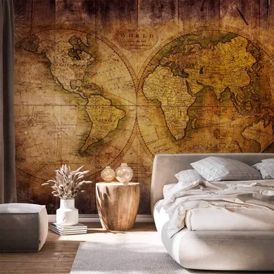 Produktbild von Vlies Fototapete - World on old map 100x70 cm Karten k-A-0019-a-c
