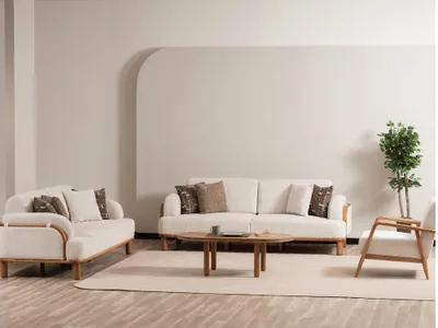 Produktbild von Sitzgruppe/Sofa Set - Wohnzimmergarnitur "Rosemary" 3+3+1+1-white