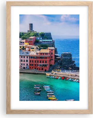 Produktbild von Gerahmtes Poster - Rahmen in heller Eiche - Farben Gebäude Italien - 30x40 cm - Wand Bild - Wanddeko - Wandbilder - Kunstposter - Wandposter - Bilderrahmen - Bilder - Kunstdruck - P2NPA30x40-5015