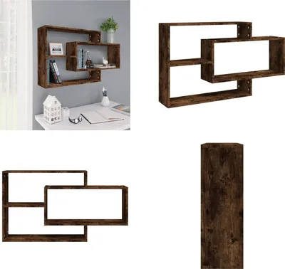 Image de vidaXL Etagère murale chêne fumé 104x20x58,5 cm Bois composite - Etagère murale - Etagères murales - Etagère suspendue