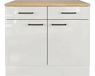 Obrázek produktu pro Kuchyňská skříňka spodní s šuplíkem a dvířky Flex Well Lund 100 x 60 x 85 cm světle šedá lesk kouřově šedá matný