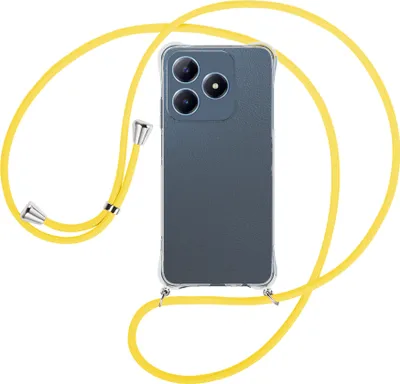 Produktbild von Handykette Backcover-Schutzhülle mit Band (Metall silberfarben) für Realme C63 4G - gelb
