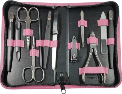 Immagine prodotto di Set da manicure Solingen* da 12 pezzi con astuccio in pelle per la cura delle unghie,  frutti di bosco