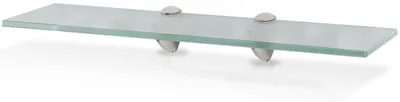 Image de Étagère murale en verre dépoli, dimensions 60 x 10 cm, avec supports, idéale pour une salle de bain, une cuisine ou un salon. Surface de rangement en verre