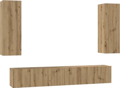 Produktbild von vidaXL TV-Schrankset Wandmontiert 5 pcs Artisan-Eiche Holzwerkstoff