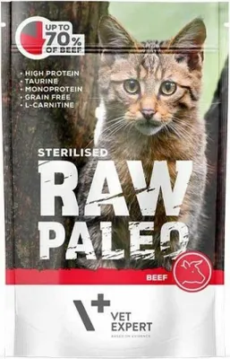 Productafbeelding van RAW PALEO Volwassen Kat, Gesteriliseerd, Rundvlees – Natvoer voor katten – 100 g