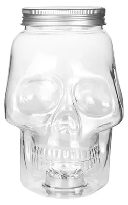 Produktbild von Einmachglas mit Totenkopf-Motiv und Deckel, lebensmittelecht, BPA-frei, großes Fassungsvermögen, auslaufsicher, wiederverwendbar, Halloween-Trinkgläser, Glas, Getränkehalter