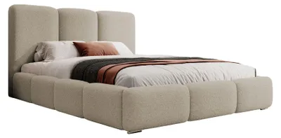 Produktbild von Selsey Bauro - Polsterbett 160x200 cm, mit Stauraum und Bouclé-Bezug, hellbeige