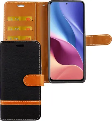 Zdjęcie produktu dla Etui na telefon komórkowy Xiaomi Mi 11i / Poco F3 z klapką ochronną i miejscem na kartę, kolor: Jeasn Black