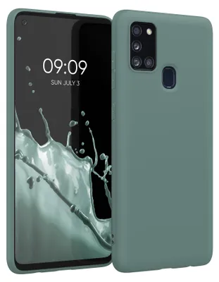 Produktbild von kwmobile Handyhülle für Samsung Galaxy A21s Hülle - TPU Case - Kabelloses Laden - Schutzhülle Cover in Blaugrün