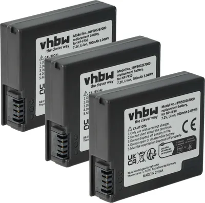 Produktbild von vhbw 3x Akku Ersatz für Sony NP-FF51, NP-FF50 für Videokamera Camcorder (700 mAh, 7,4 V, Li-Ion)