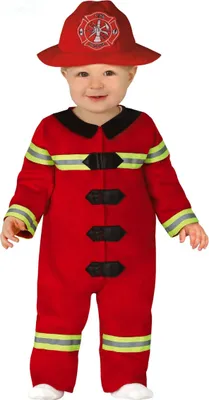 Produktbild von Feuerwehrmann Baby Jumpsuit mit Mütze, Größe: 18 - 24 Monate Farbe: Rot